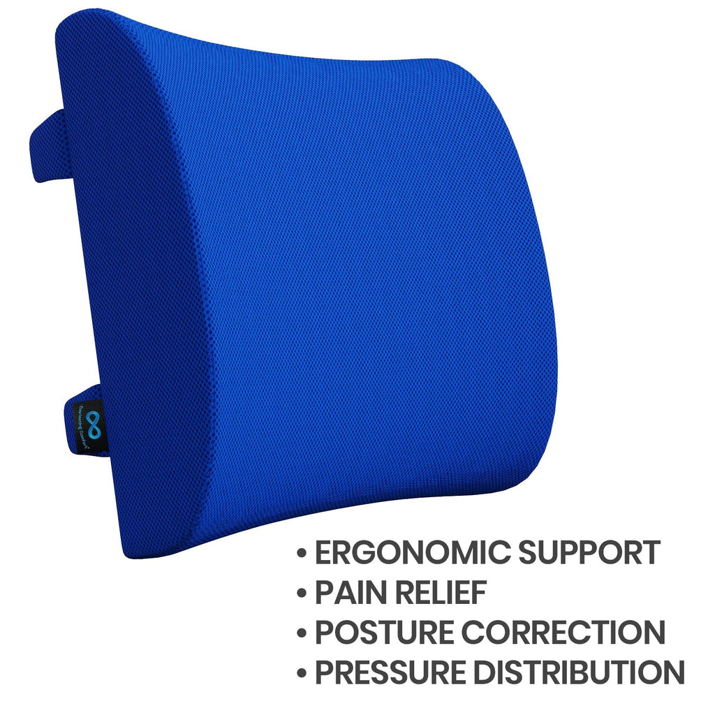 Gray Premium Lumbar Support Pillow Designed for Lower Back Pain Relief -  Ideal Back Cushion for Computer/