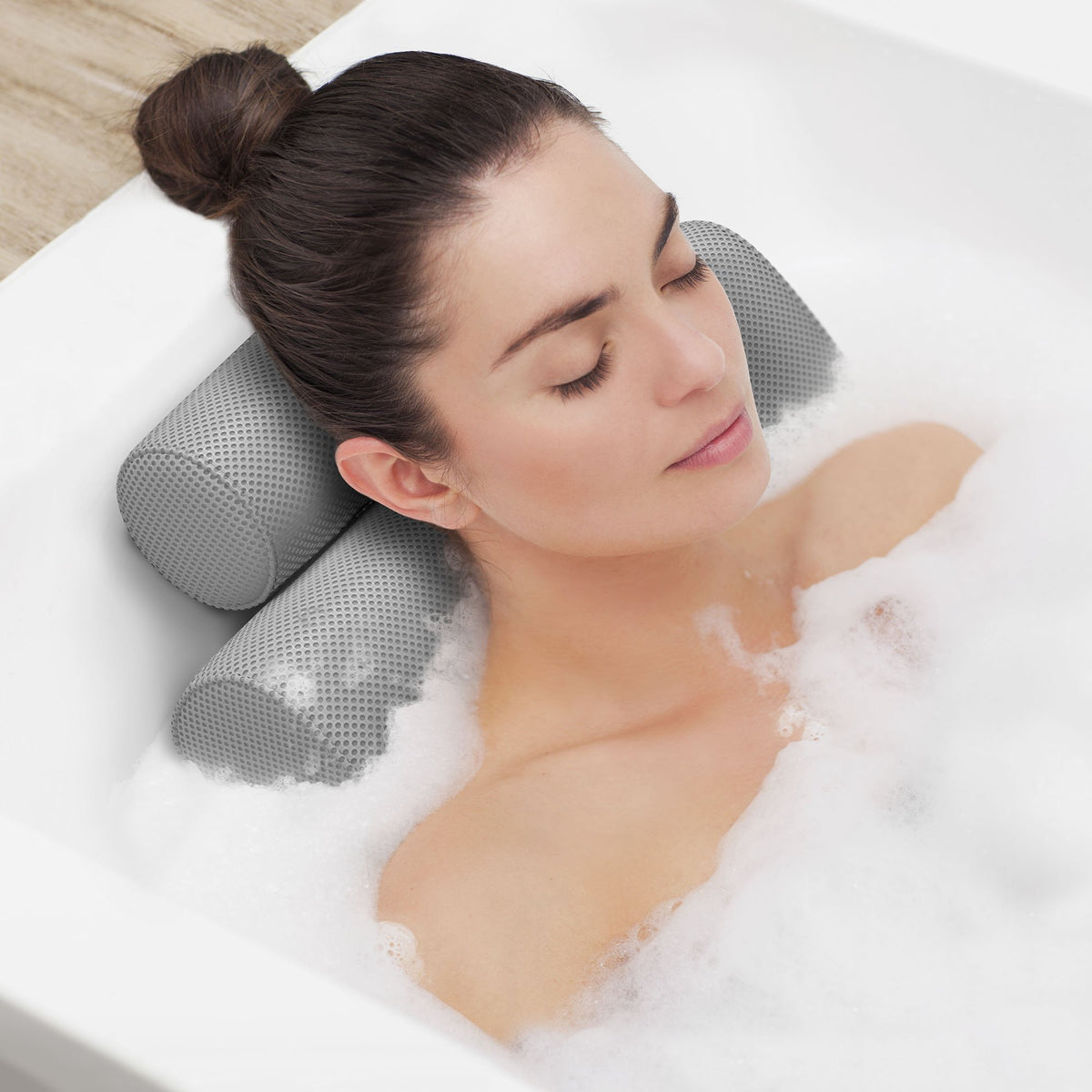Bathtub Pillow for Neck and Shoulder: Spa Bathroom Accessories Bath Pillow  for Bathtub with 6 Suction Cups. Luxury Headrest Bath Cushion for Tub.