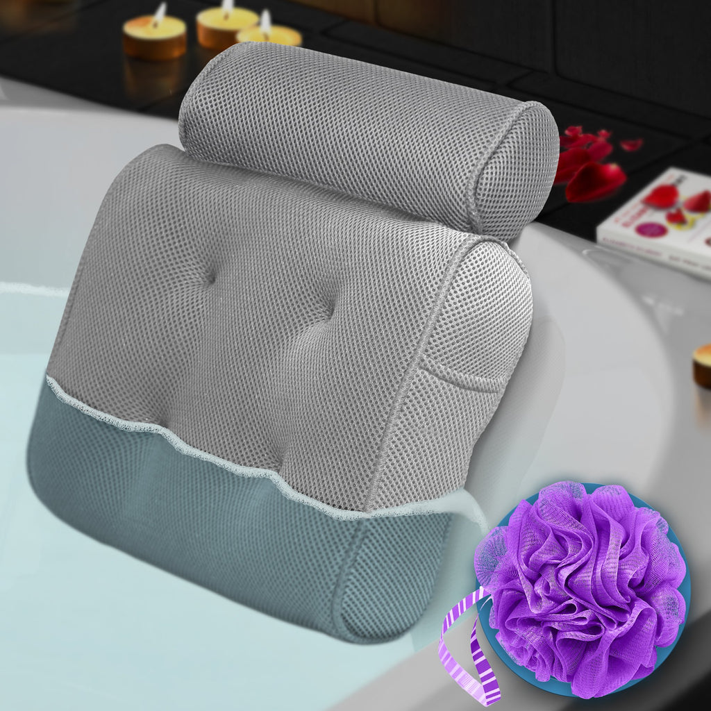 Full Body Bath Spa Pillow w/ Back & Headrest Ergonomic Bathtub Pillow  Non-Slip