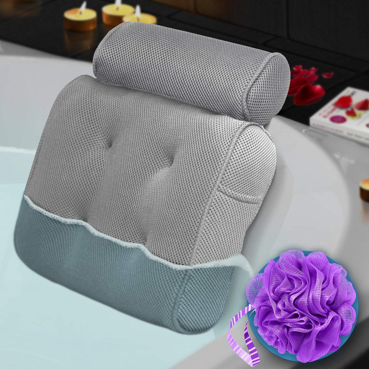 Luxury Ergonomic Bath Spa Tub Relax Pillow Cushion Headrest Neck Back  Support