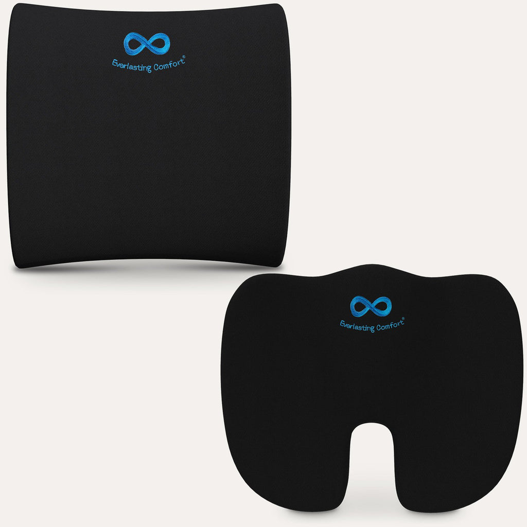 Everlasting Comfort Memory Foam Seat Cushion and Back Cushion, Gel Infused & Ventilated